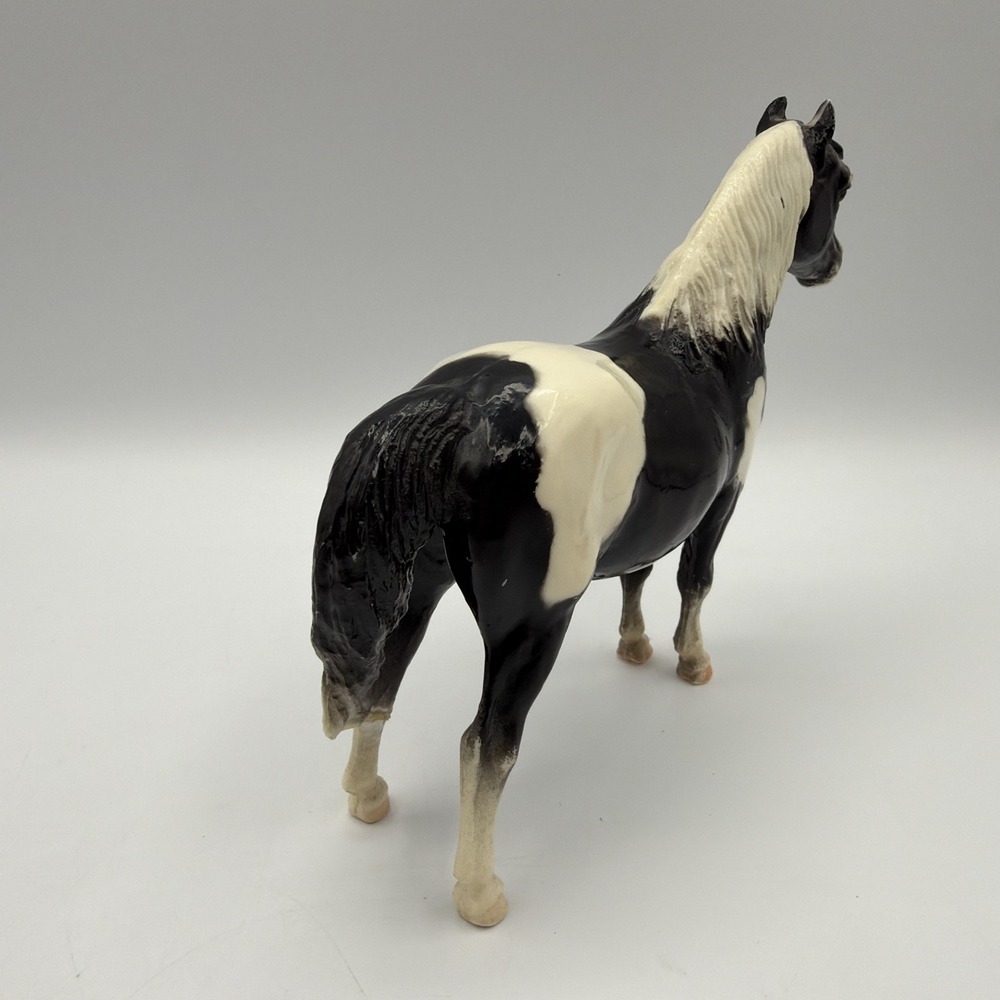 Vintage Breyer Horse #21 Shetland Pony Black White Glossy Pinto Bald Face Figure - Picture 5 of 9